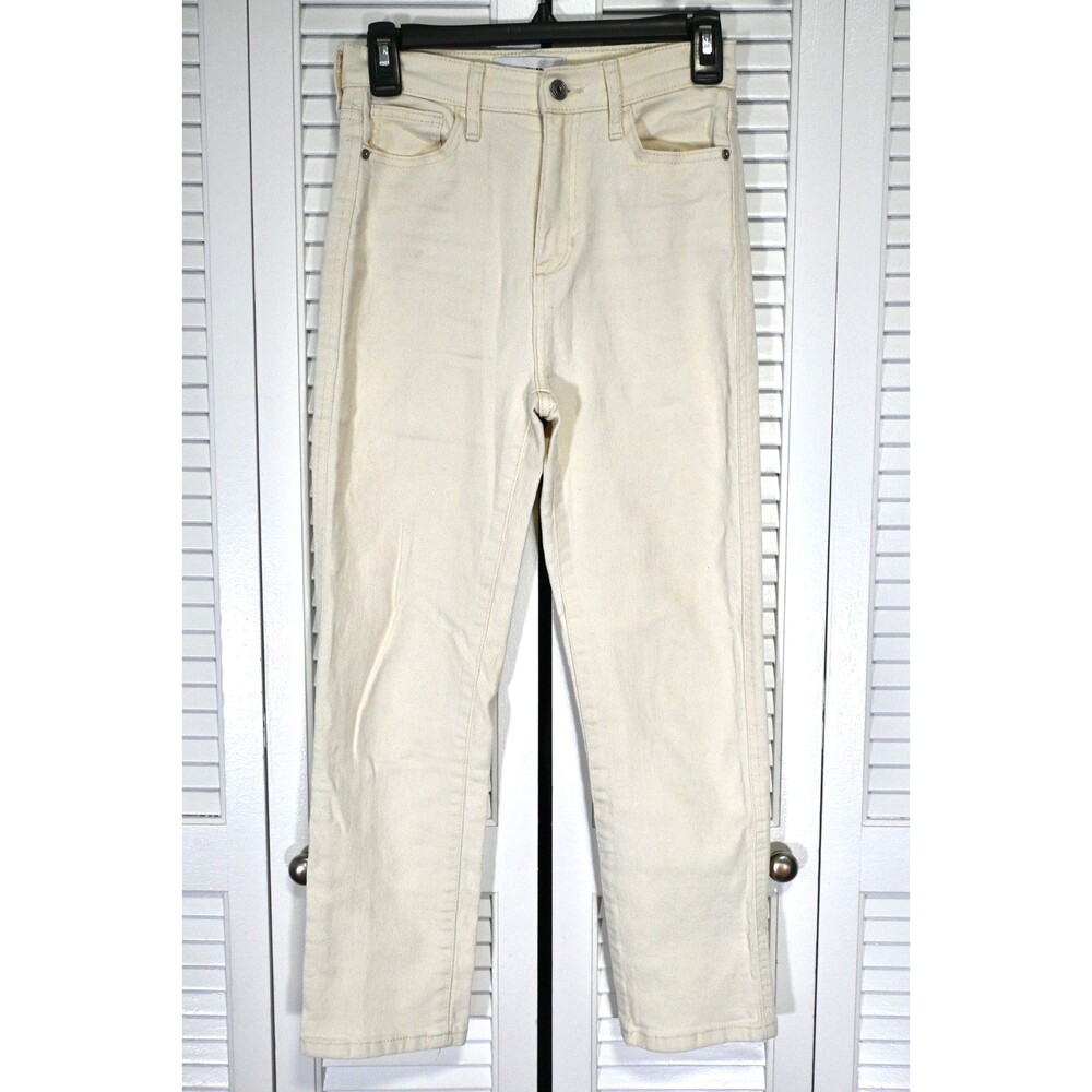 Fashion Nova Cream High Rise Straight Leg Jeans Women’s 3/26 Stretch Denim